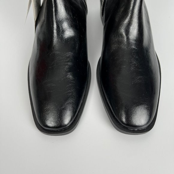 New Zara Short Heel Ankle Boots Pearl Beads Chains Leather Booties Combat Riding - Picture 9 of 14